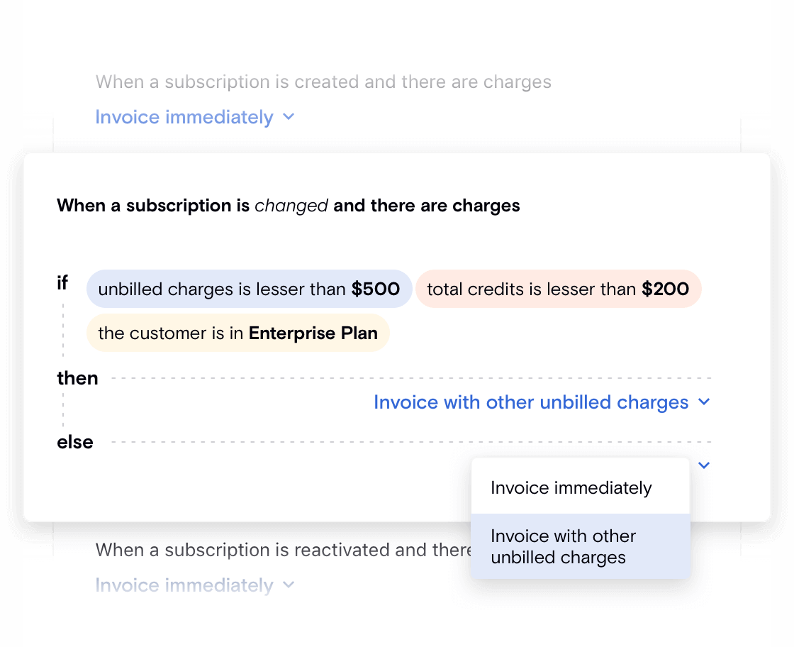 Subscription billing rules